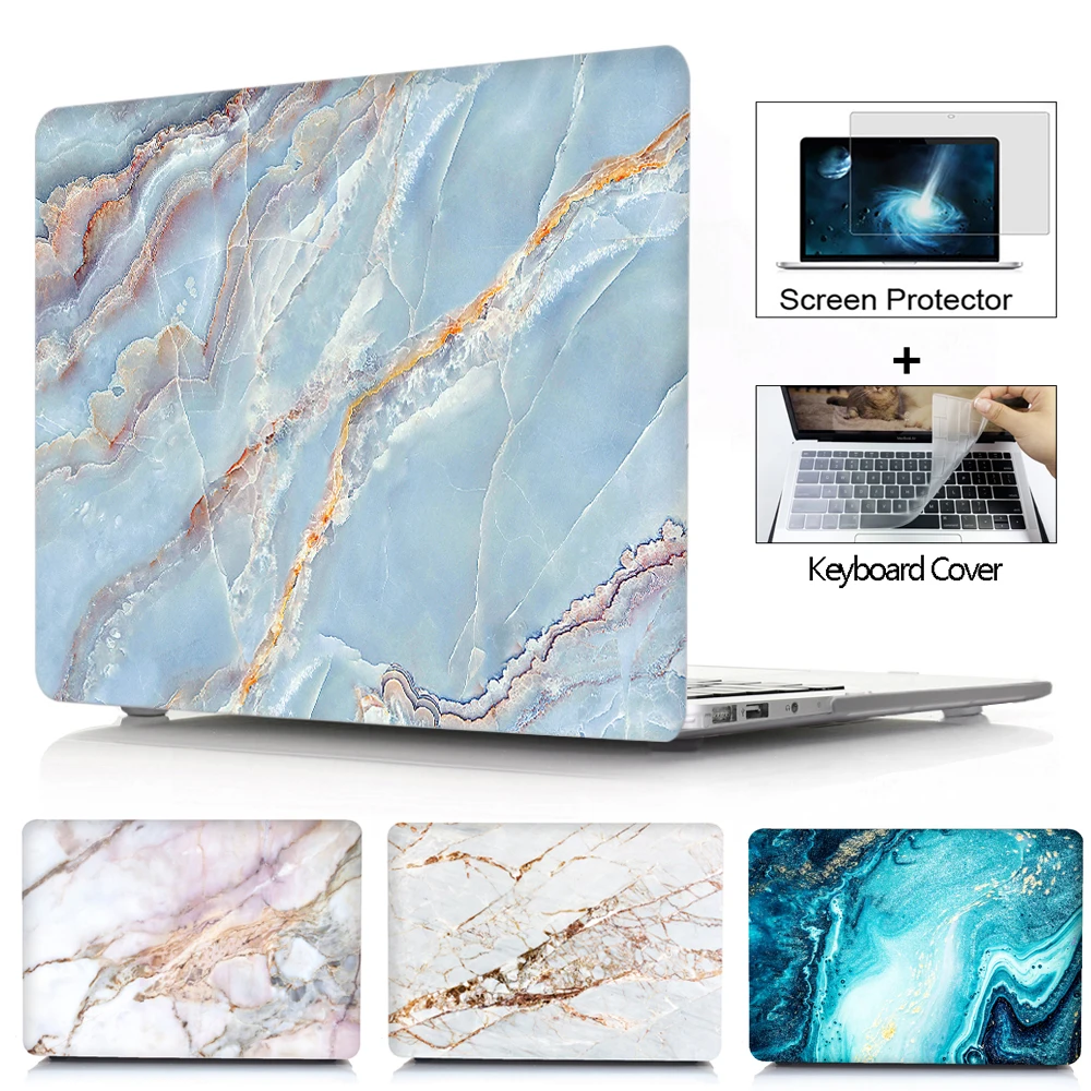 Laptop Case For Macbook Air Pro 13 Case 2026 2025 2024 2023 M4 M3 M2 Air 15 Touch ID For Macbook Pro 16 12 14 Marble Hard Shell