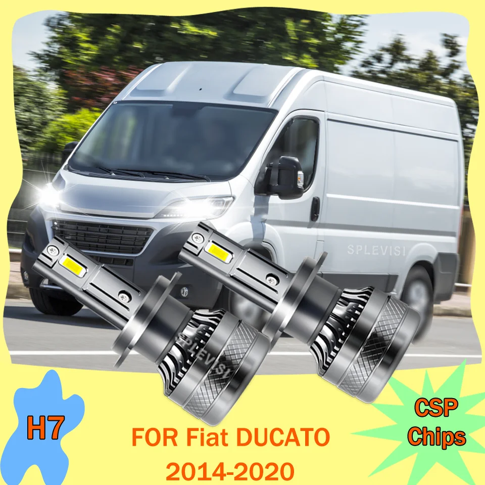 A Pair 360° Rotatable Car Headlight LED H7 477 499 High Lumens Light 6000k For Fiat DUCATO 2014 2015 2016 2017 2018 2019 2020