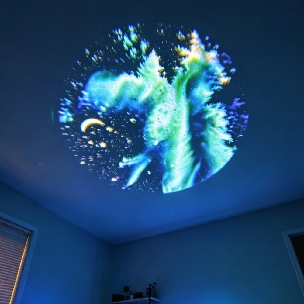 360 Degree Rotating Star Projector Light Flexible Neck Interchangeable Slides Galaxy LED Projector USB Powered Night Light Room