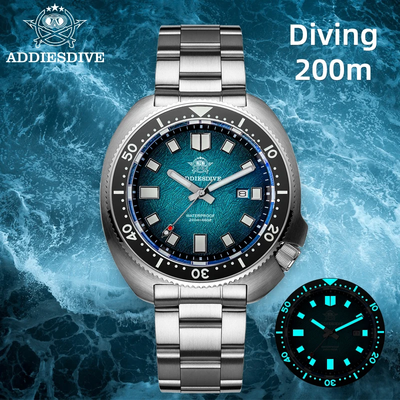 ADDIESDIVE Men's Quartz Dive Watch 41mm Waterproof 200m Super Luminous Sapphire Glass Watches For Man Ceramic Bezel Steel Watch