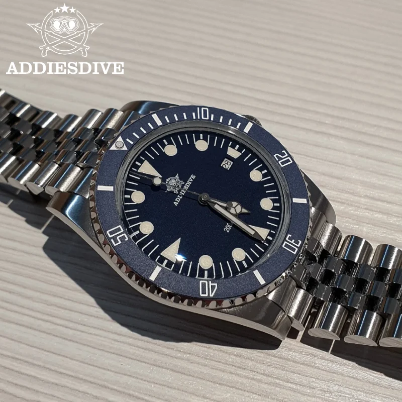 ADDIESDIVE 39mm Men's Watches AD2068 316L Steel BGW9 Super Luminous 20Bar Waterproof Display Calendar Quartz Watches