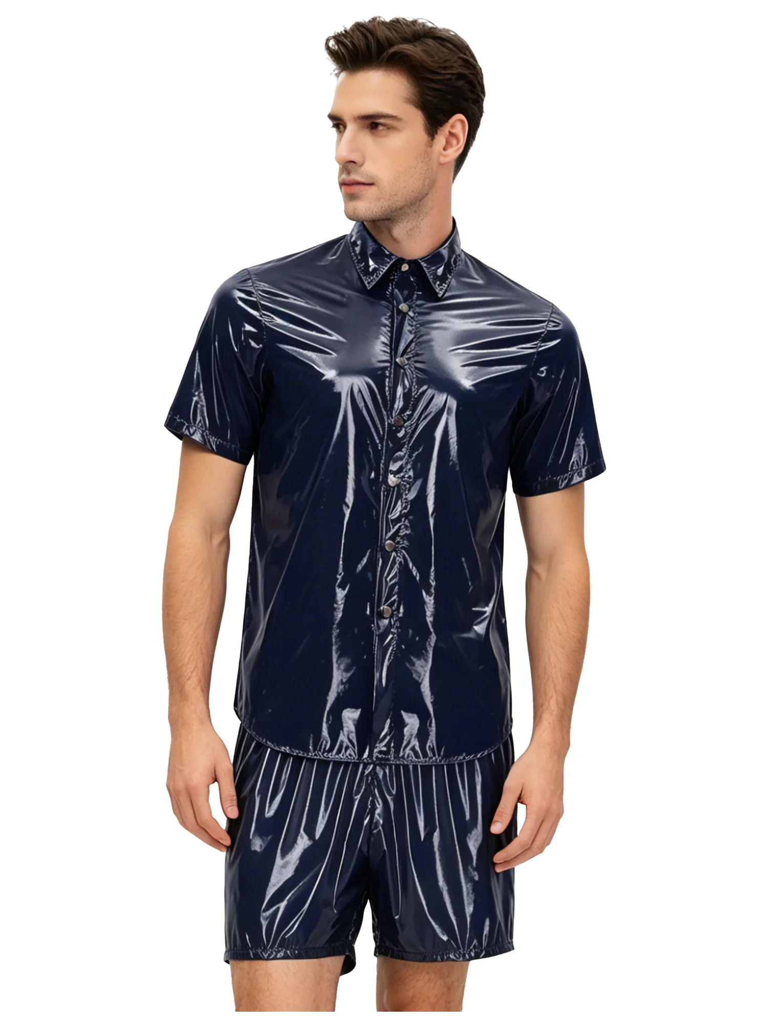 Men Waterproof Gym Set Short Sleeve T Shirt and Elastic Waistband Boxer Shorts Quick Dry for Wrestling Swimming Sports Summer