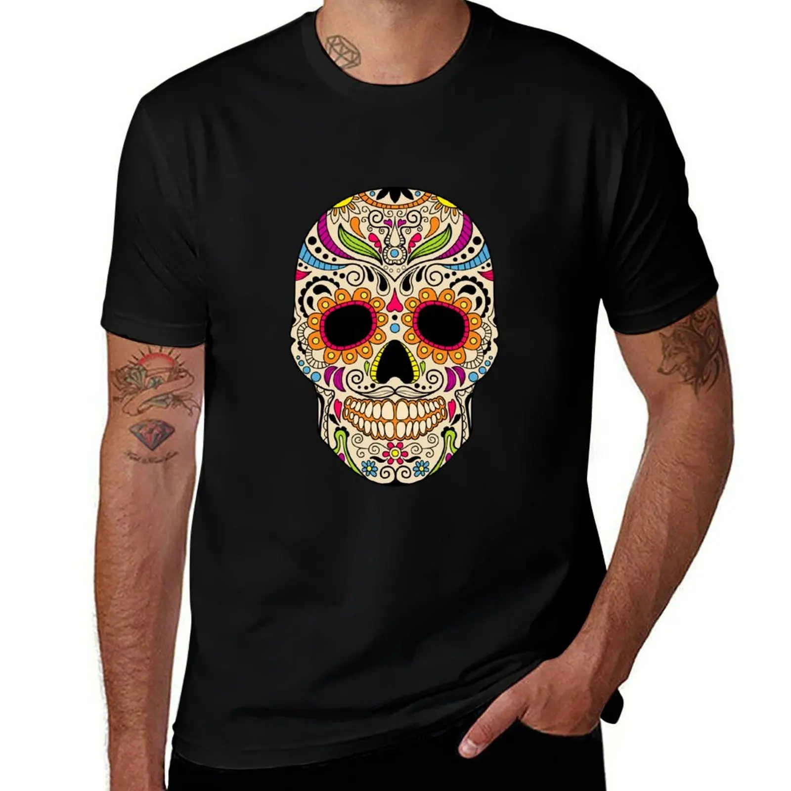 Mexican color skull T-Shirt All Match Print Short Sleeve Top T-Shirt