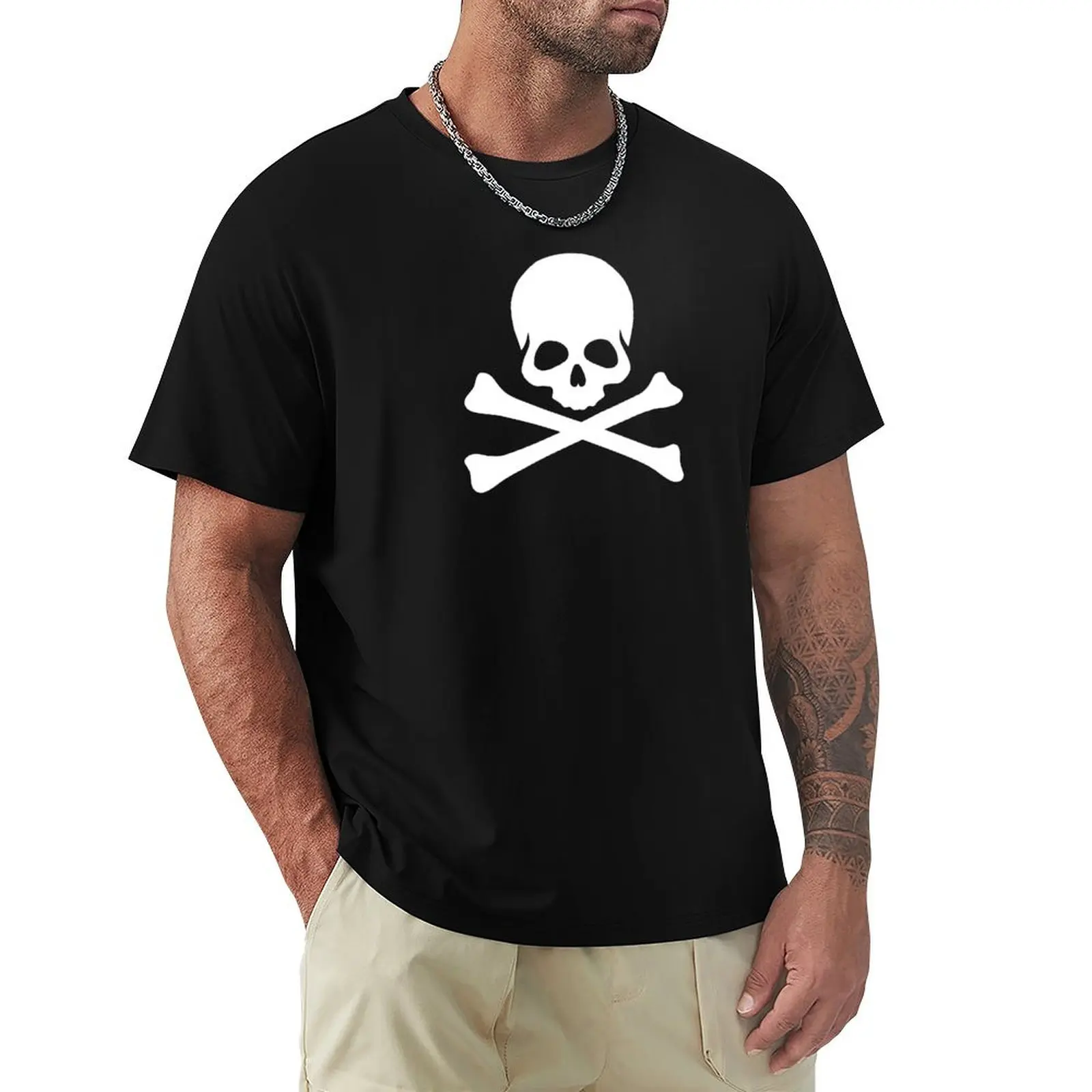 Skull and Bones T-Shirt Relaxed Fit Casual Short Sleeve Top