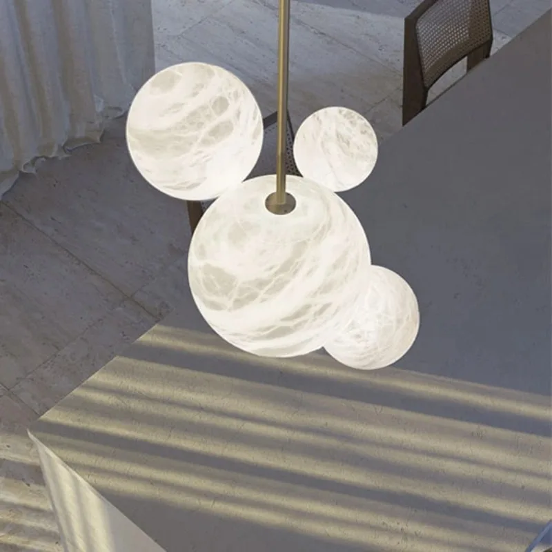 French Marble Gold Hanging Lamp E14 LED Chandelier Lighting Lustre Suspension Luminaire Lampen for Dinning Room Bedroom Office