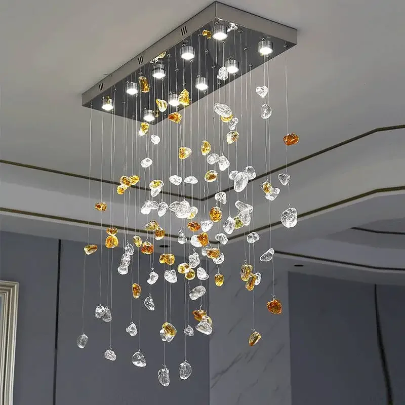 Light Luxury Led Crystal Chandelier Modern Lobby Design Artistic Lighting Hotel Lobby Living Room Decoration Lighting Fixtures
