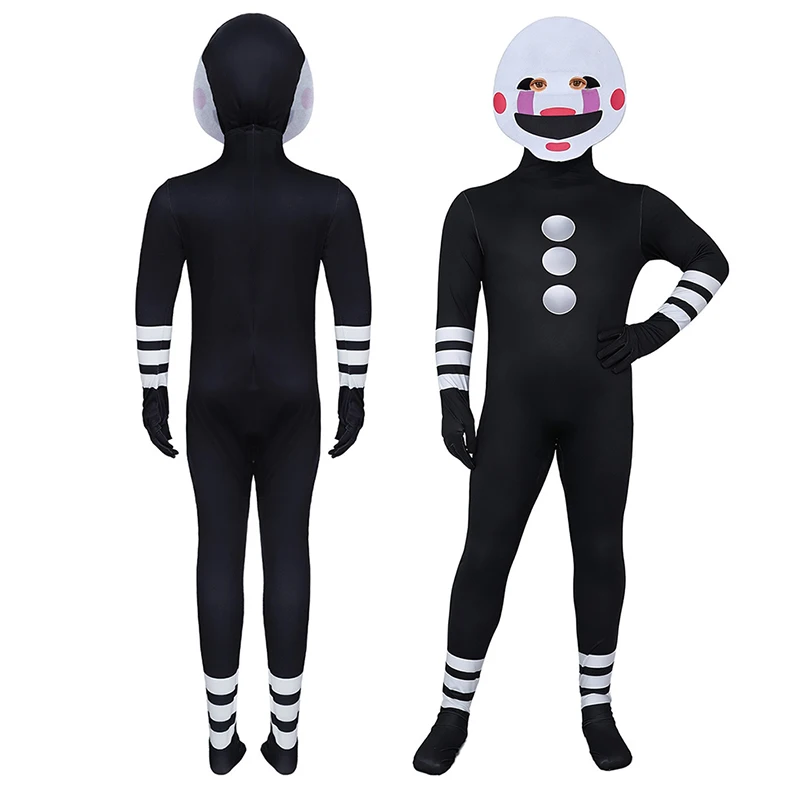 Unisex Adult Kids The Puppet Outfit Halloween Fancy Dress Up Game Marionette Cosplay Mask Bodysuit Halloween Boys Puppet Costume