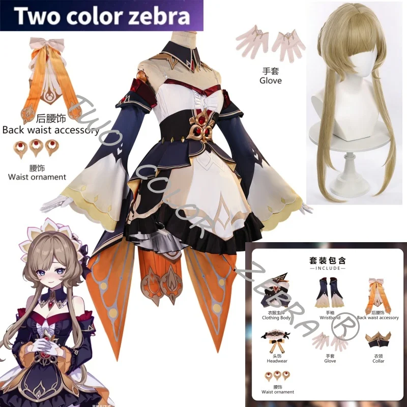 Game Genshin Impact Marionette Sandrone Cosplay Costume Wig Dress Full Sets Uniform Carnival Halloween Party Role Play Outfit