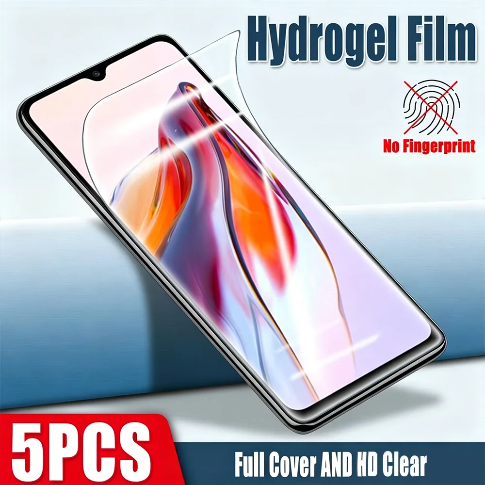 5PCS Full Cover Hydrogel Film For Xiaomi Redmi Note 15 Pro 12 14 11 13 10Pro Max 9S 15C 13C 14C 10 9 Not Glass Screen Protector