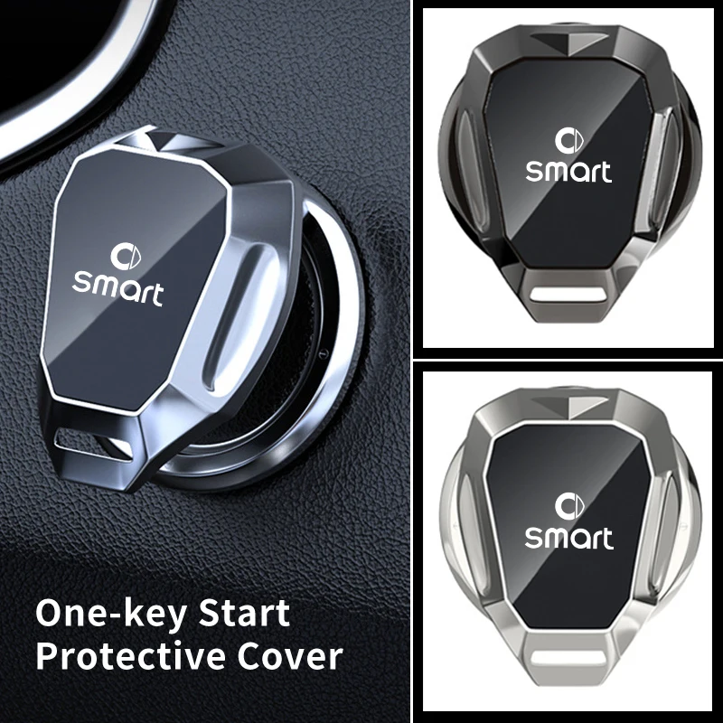Car One-Touch Start Button Cover Metal Start Case Decor Accessories For Smart Fortwo 451 450 453 Forfour EQ Cabrio Crossblade