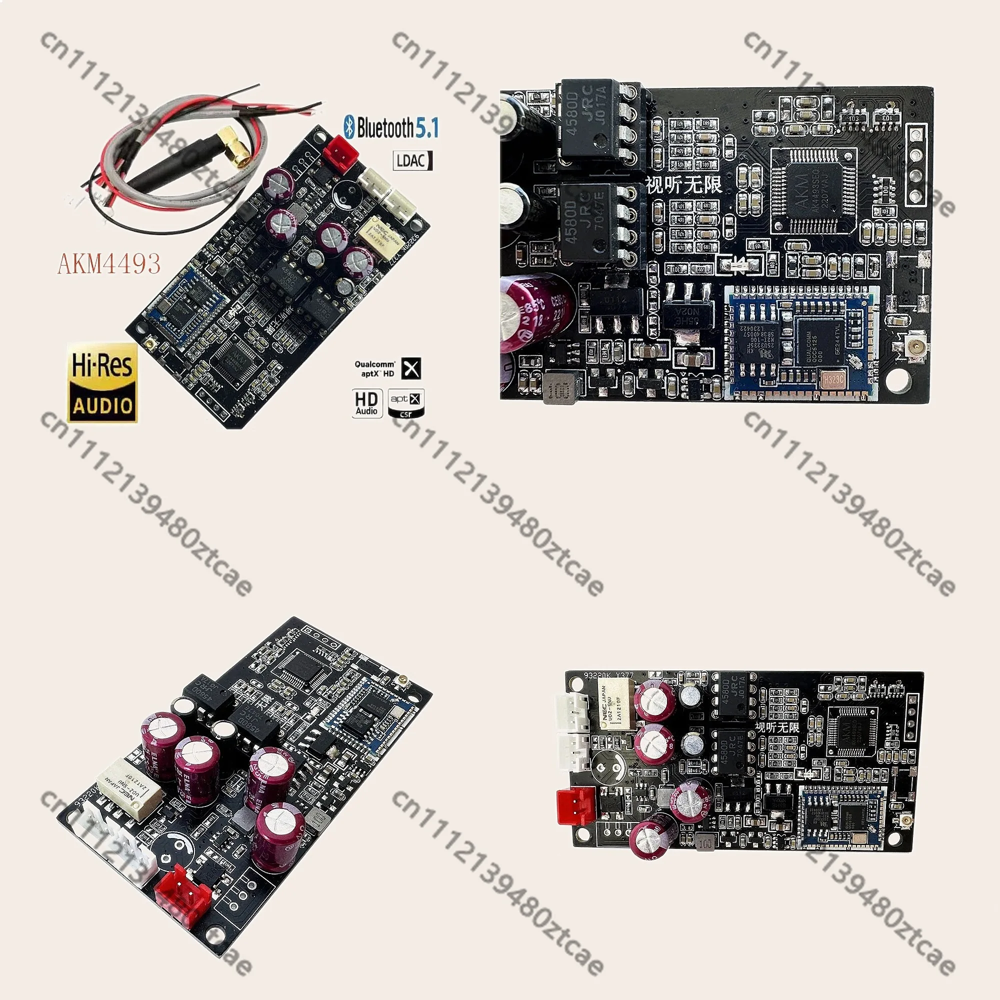 QCC5125 AK4493 Bluetooth 5.1 Receiver Board Dual OP AMP LDAC APTX HD 24bit 96kHz Wireless Audio Decode HiFi