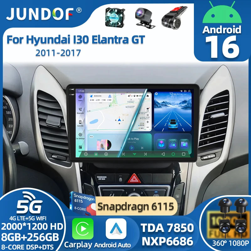Android 16 For Hyundai I30 Elantra GT 2012 2013 2014 2015 2016 Car Radio Android 10 Auto Carplay GPS Navigation No DVD Player