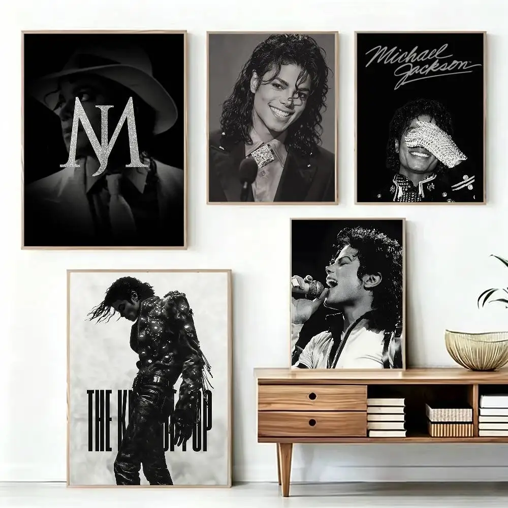 M-Michael J-Jackson  Poster Waterproof Wall Art Sticker For Bar Living Room Vintage Decor High Quality Print Gift