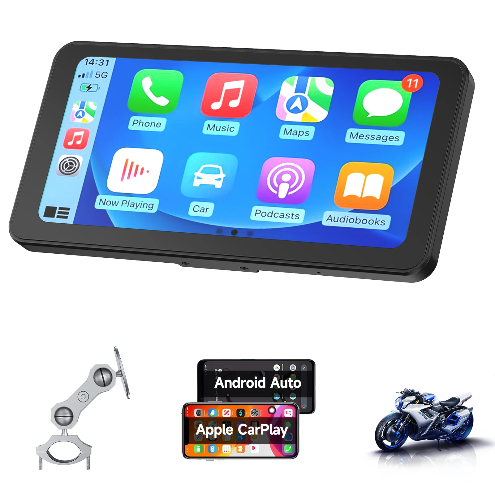 Spedal CL871-6.25 Inch Portable Mototorcycle Wireless Apple Carplay/Android Auto GPS Navigator touch screen