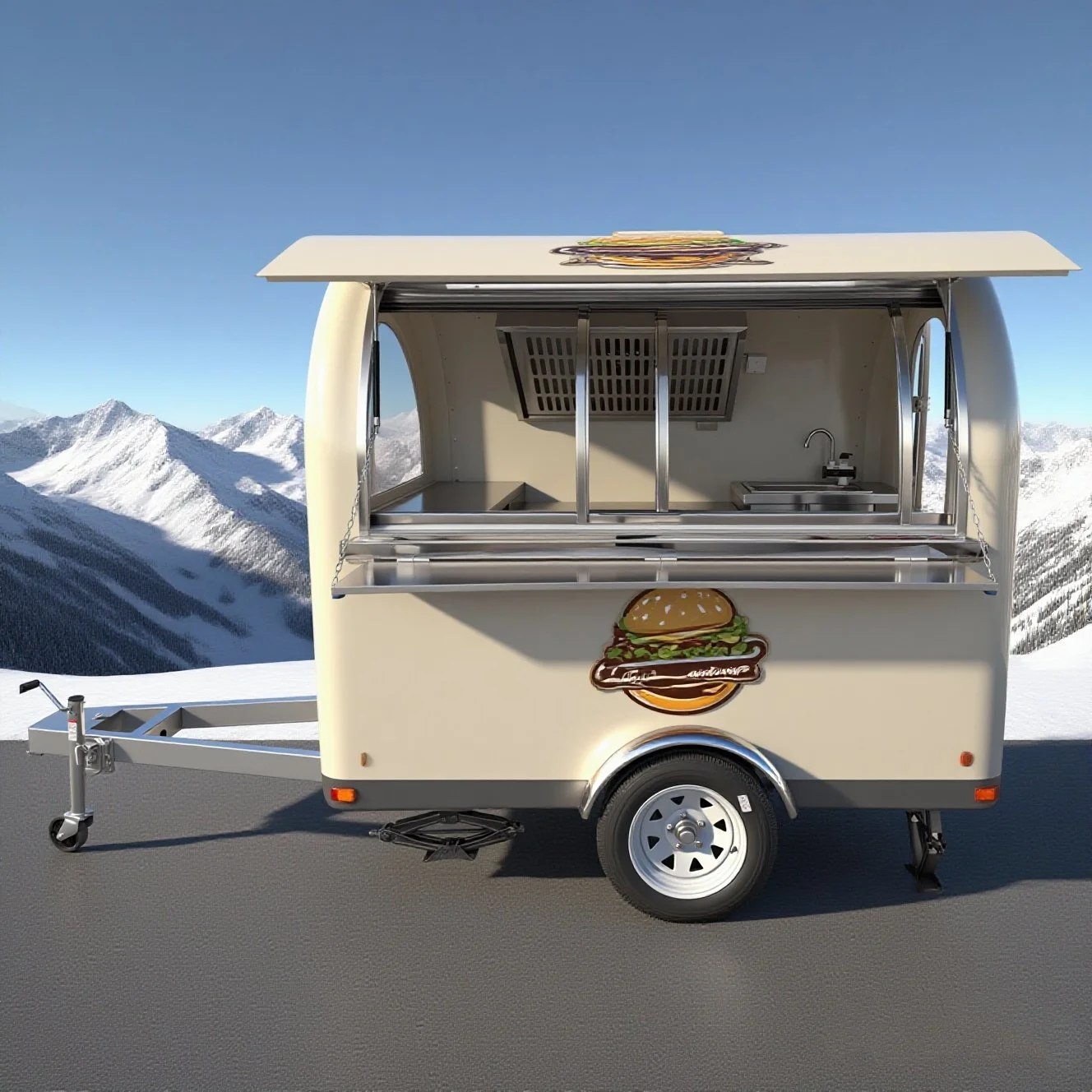 Europe Standard Food Truck Customized Outdoor Kitchen Pizza Breakfast Vending Van Street Fast Food Trailer