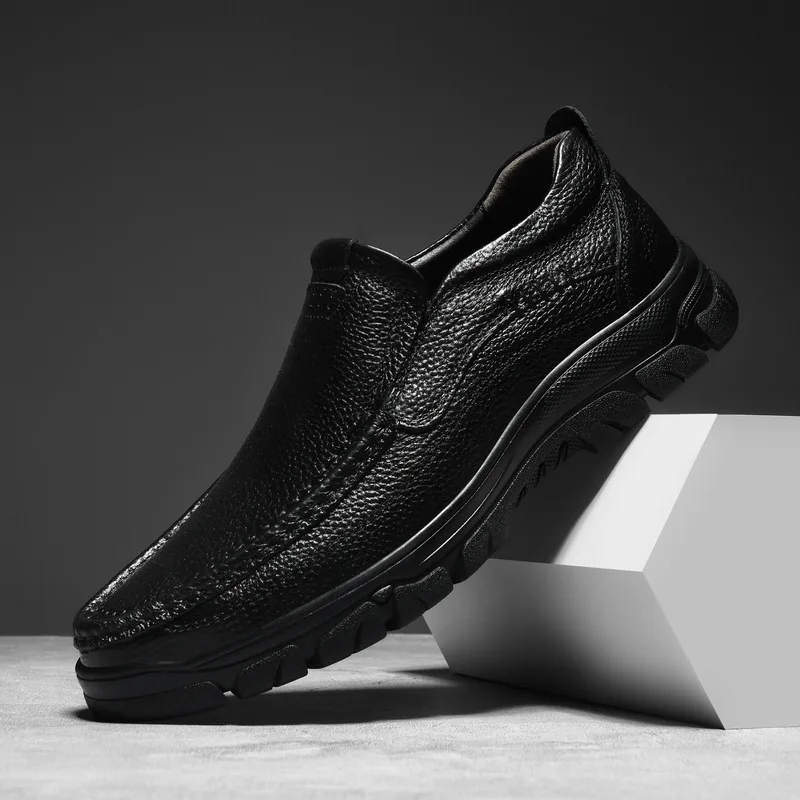 Large Size Men Black Spring Business Formal Leather Shoes Thick Sole Comfort Office Daily Casual Dress Shoes