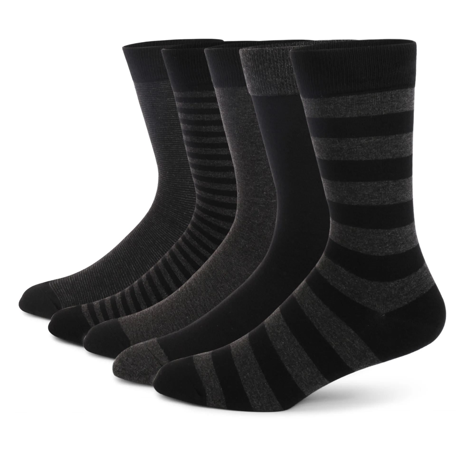 Athletic Crew Dress Men Long Sock Large Size Striped Pure Black Business Cotton Men 8W191