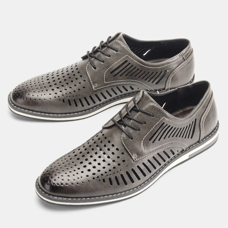 Men's Shoes Breathable Hollow Out Leather Shoes British Style Business Dress Shoes Fashion Casual Leather Shoe Large Size 39-50