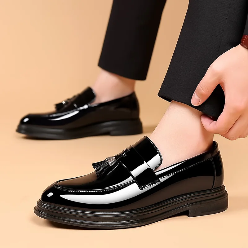 Men's Business Formal Office Leather Shoes, Large-Sized British Dress Shoes, Comfortable Wedding Casual Leather Shoes