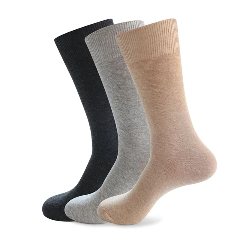 Large Men's Office Socks Long Solid White Black Gray Mid-Calf Business Dress Formal Socks Cotton Plus Size 45 46 47 48 49 50
