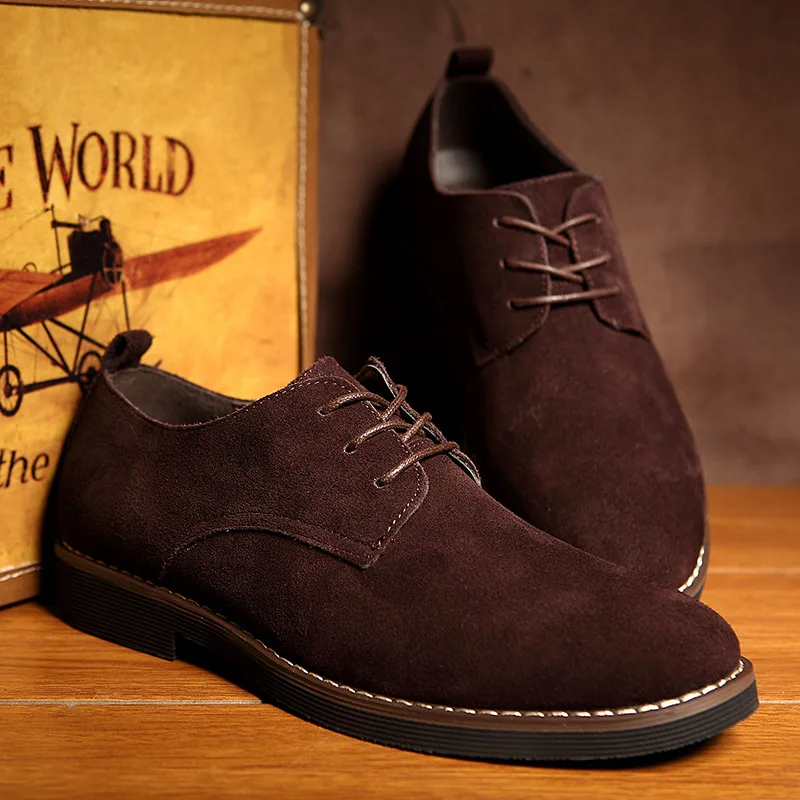Men's Shoes High Quality Suede Leather Casual Shoes British Style Business Dress Shoes Casual Suede Leather Shoe Large Size38-48
