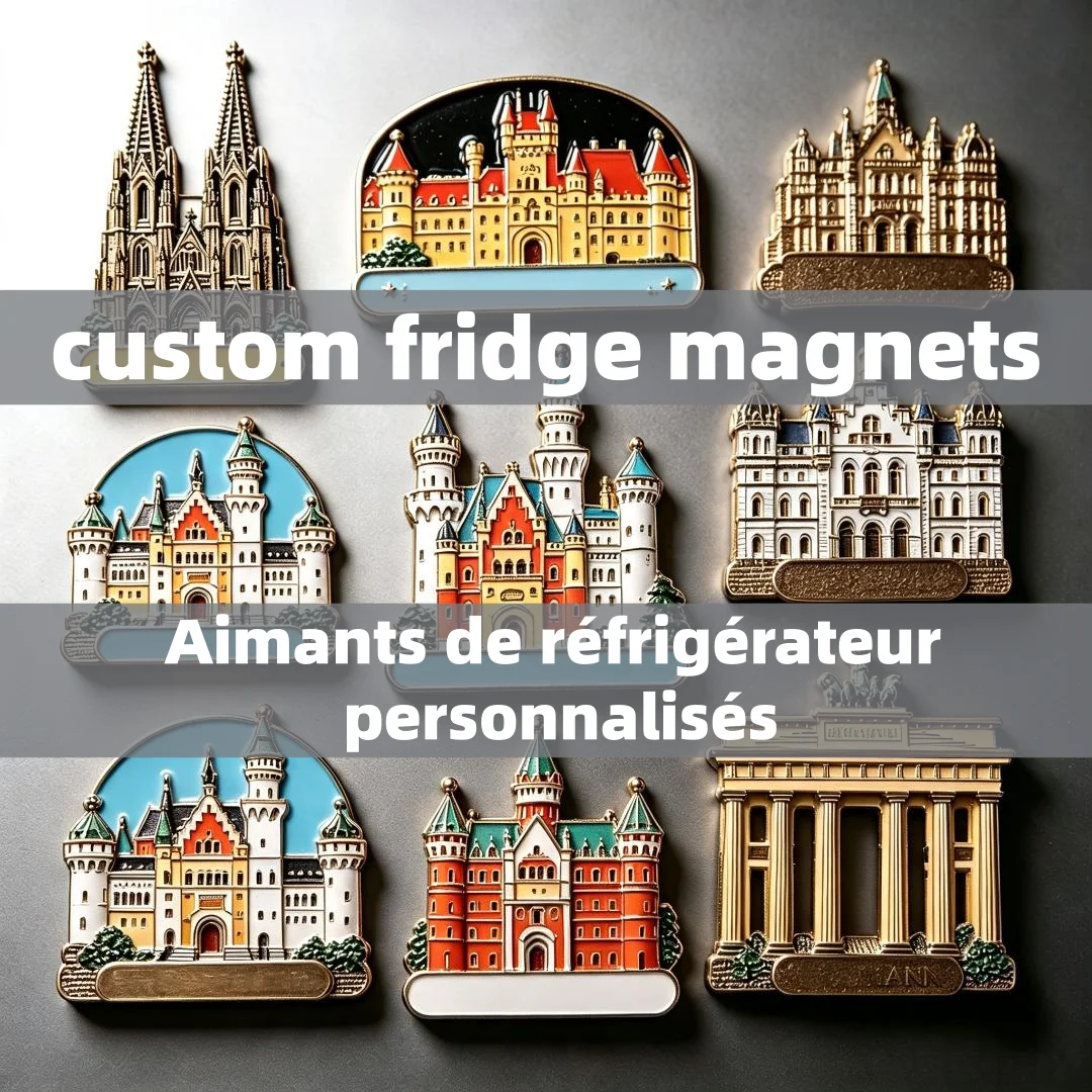 Custom Fridge Magnets OEM Zinc Alloy Landscape Decorative Personalized  Metal 3D Antique Gold Enamel Craft Refrigerator Magnet