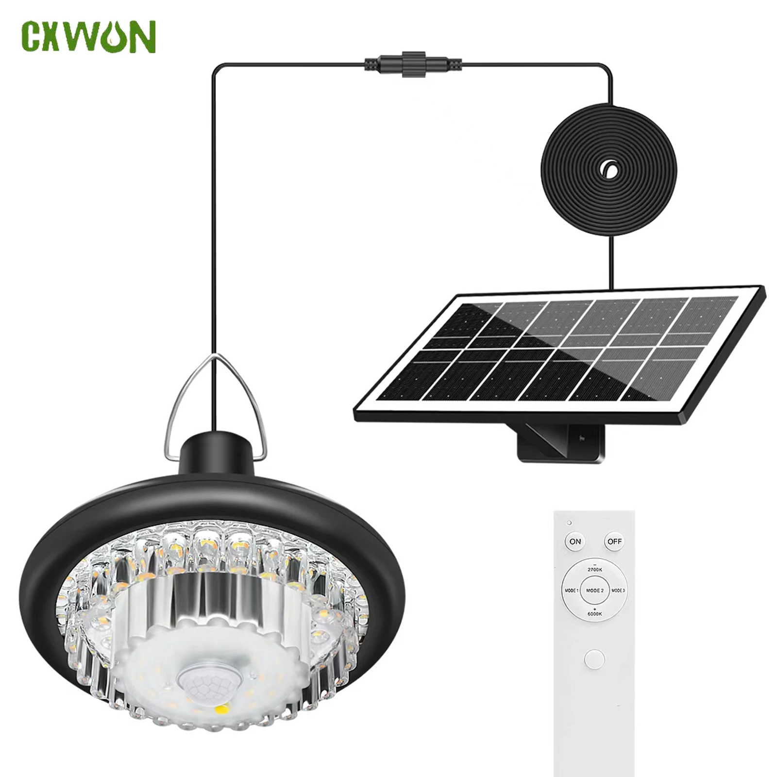 Crystal Pendant Lights Outdoor Solar Shed Lights Splitlight Remote Timing Dimmable Lamp for Garage Garden Gazebo Barn
