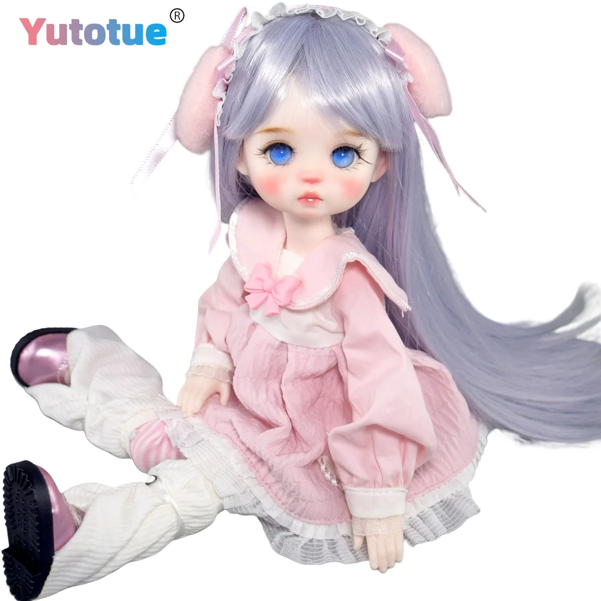 YUTOTUE 12 inch Height Girl Doll Toy Blue Eyes Makeup Lifelike Removable Dress Shoes Wigs Full Set Kids Gift