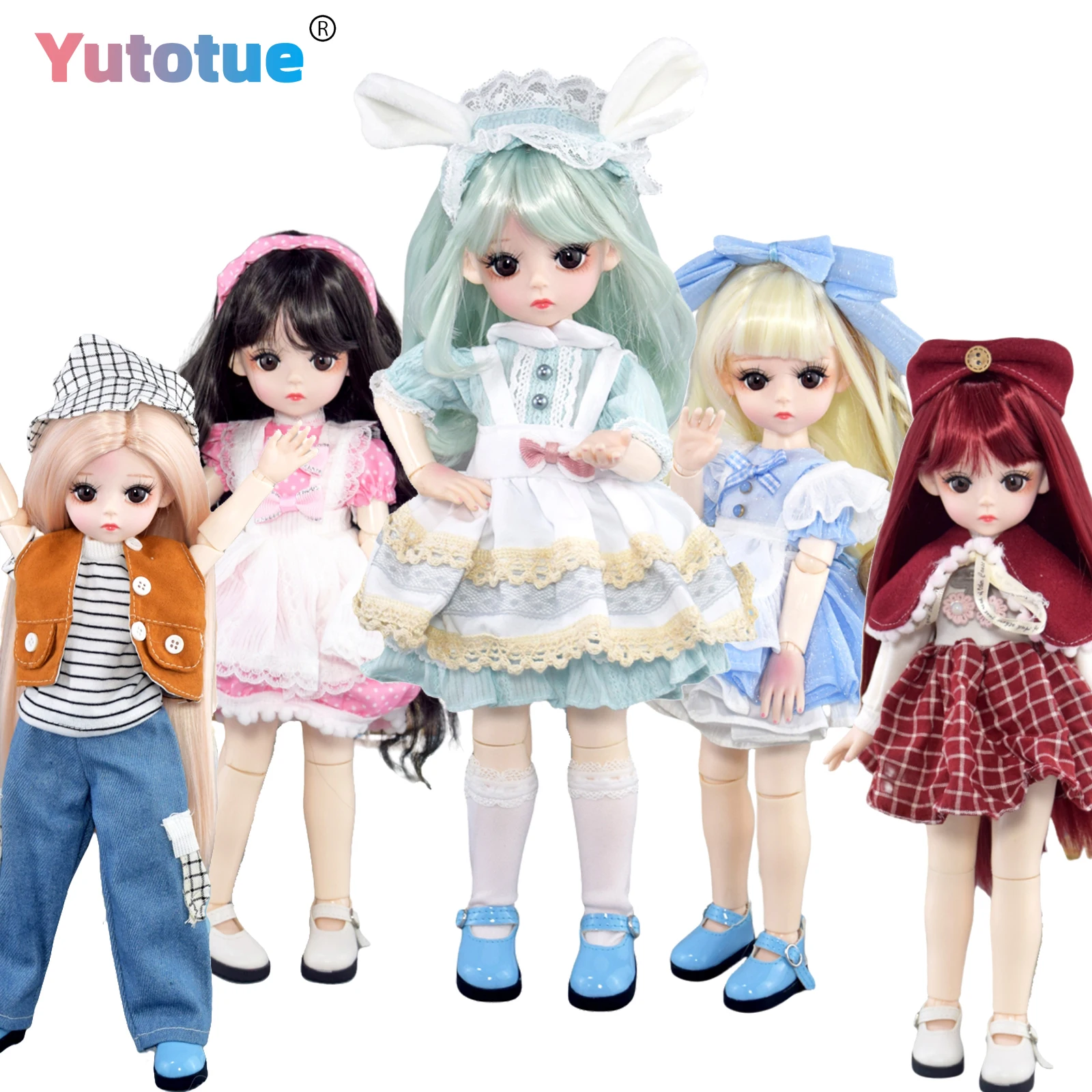 YUTOTUE 30cm Height Girl Doll Toy Doll and Clothes Shoes Hair Wigs Full Set Assemble Completed Kids Gift