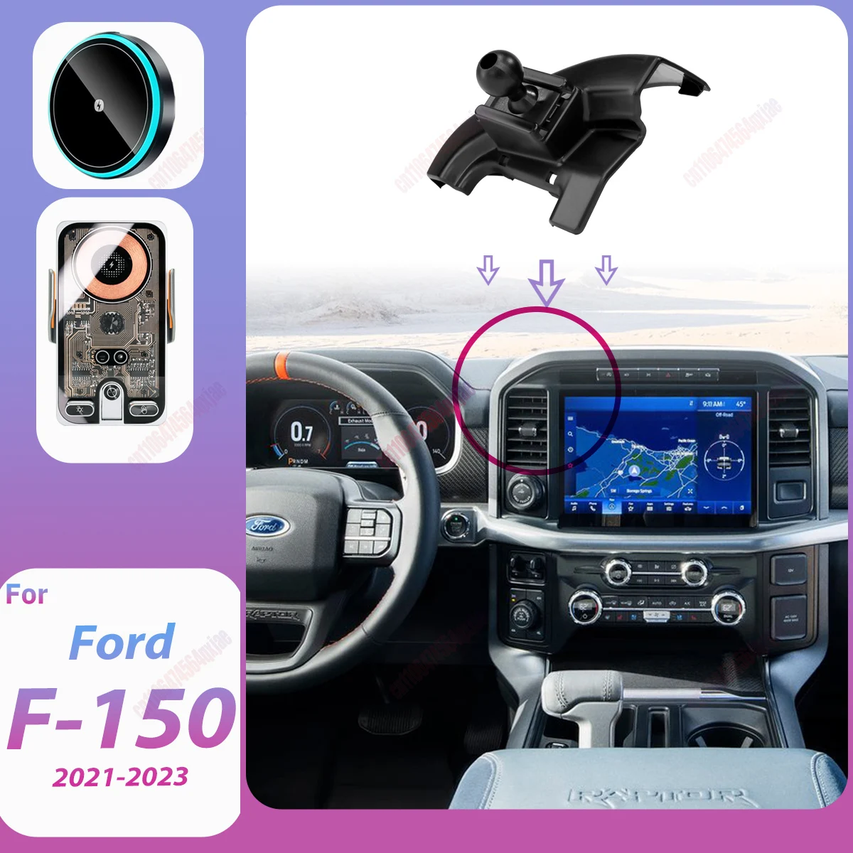 For Ford F150 Raptor 2021-2023 Car Phone Holder vent Wireless Charging Car charger cradle For Magsafe Accessories