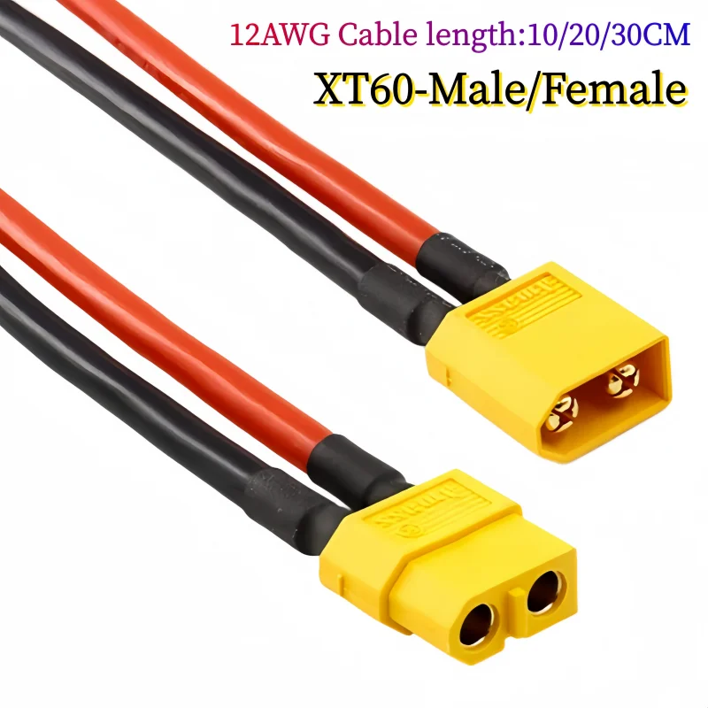 XT60 XT-60 Male/Female Bullet Connectors Cable Plugs With Silicon 12AWG Wire For RC Lipo Battery Quadcopter Multicopter
