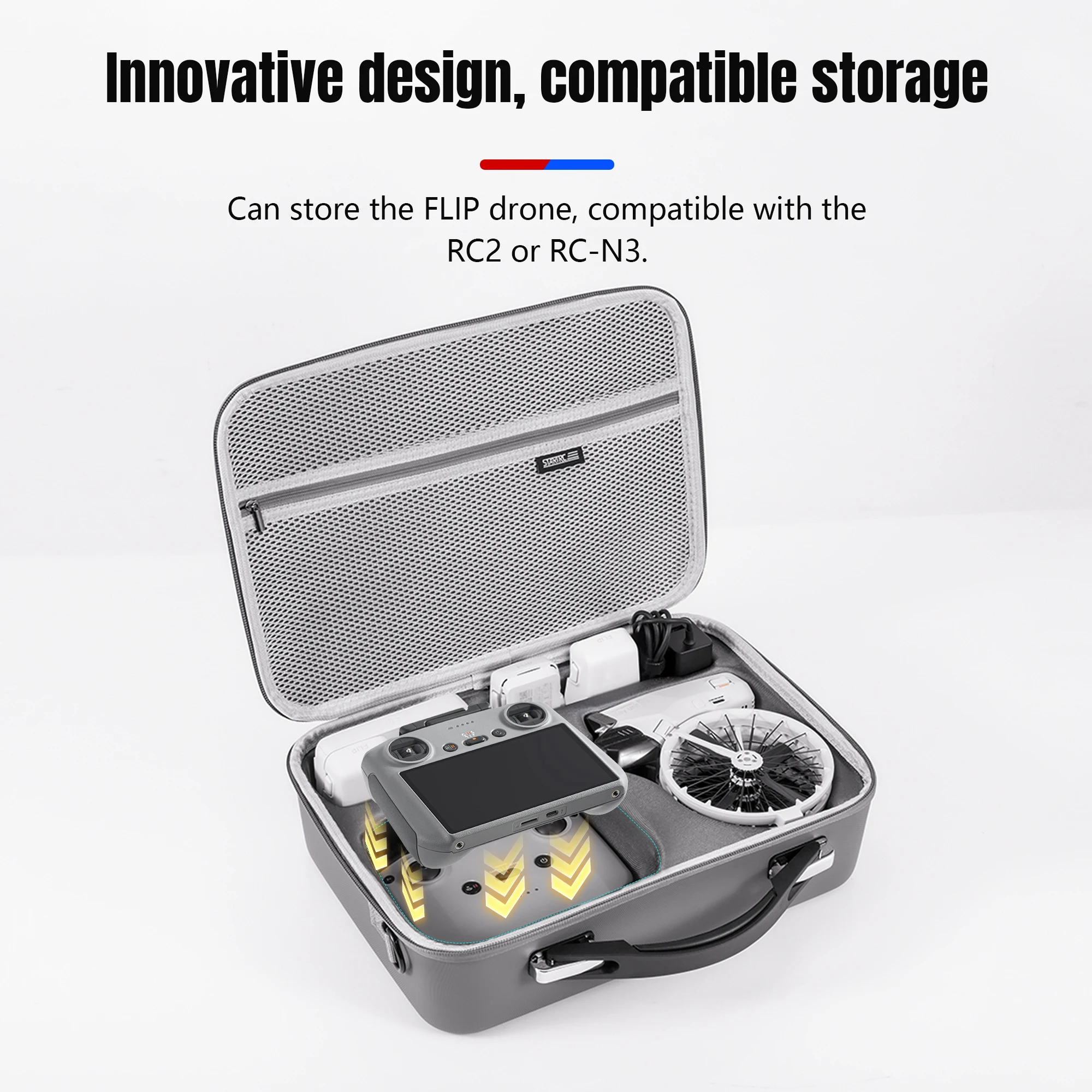 Flip Drone Case for DJI Flip Fly More Combo,Portable PU Leather Shoulder Bag Can Organizes RC2/RC-N3 Remote,7 Original Batteries