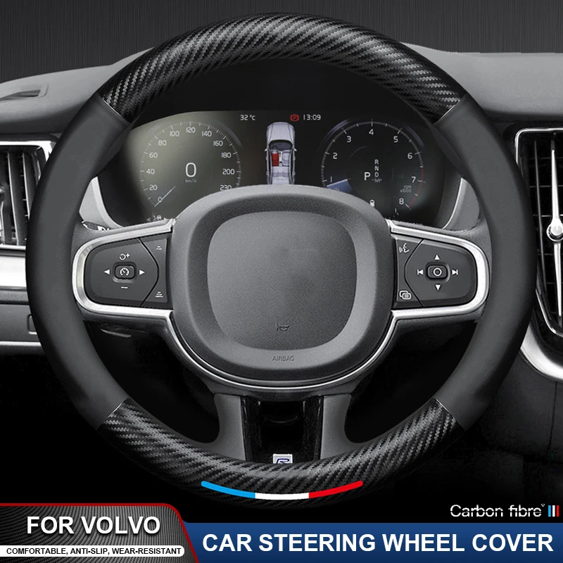 Suitable For Volvo XC40 XC60 XC70 XC90 C30 C70 S40 S60 S80 S90 V40 V50 V60 V70 V90 Carbon Fiber Leather Car Steering Wheel Cover