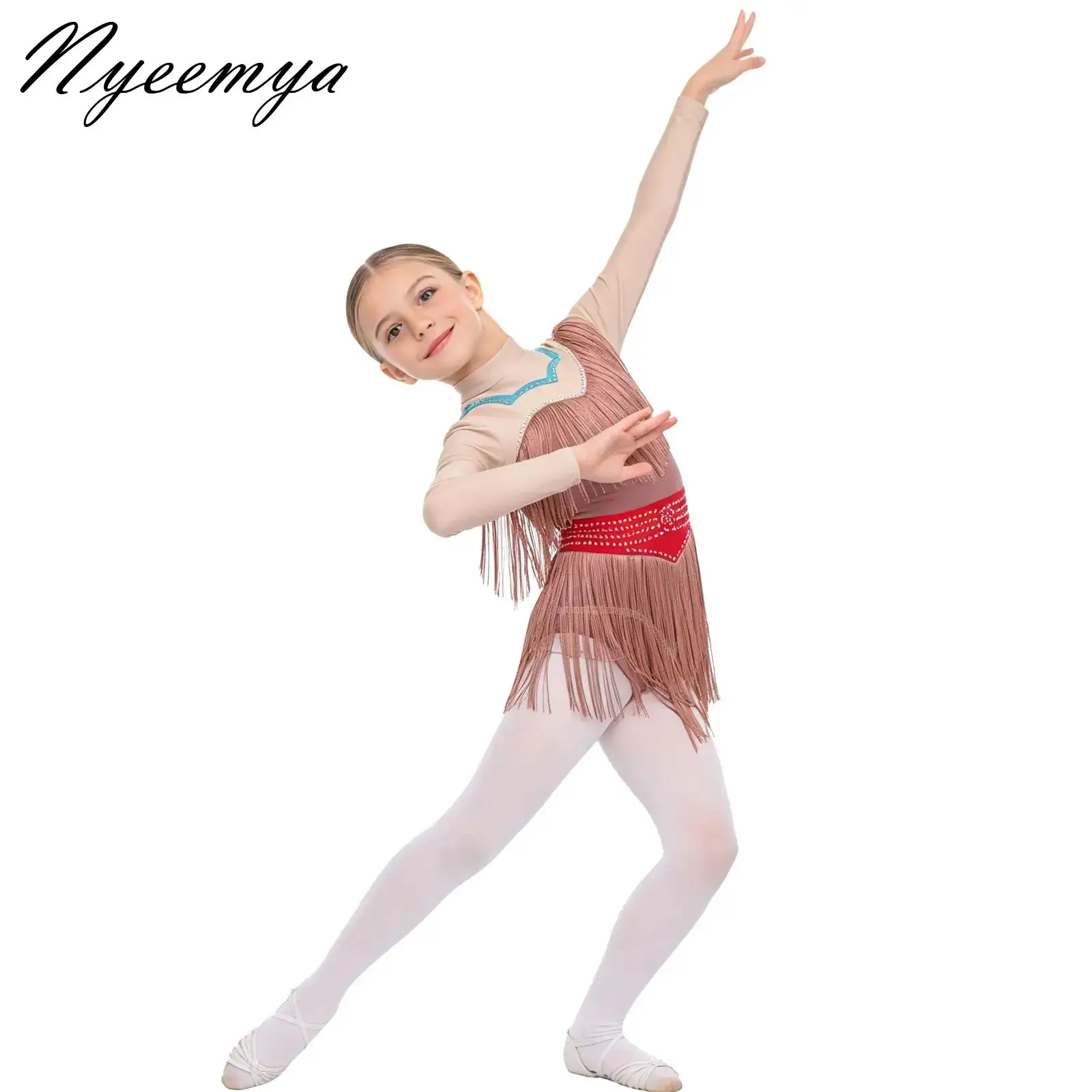Kids Girls Latin Dance Dress Professional Tango Cha Cha Rumba Samba Figure Skating Rhythmic Gymnastics Leotard Performance Wear