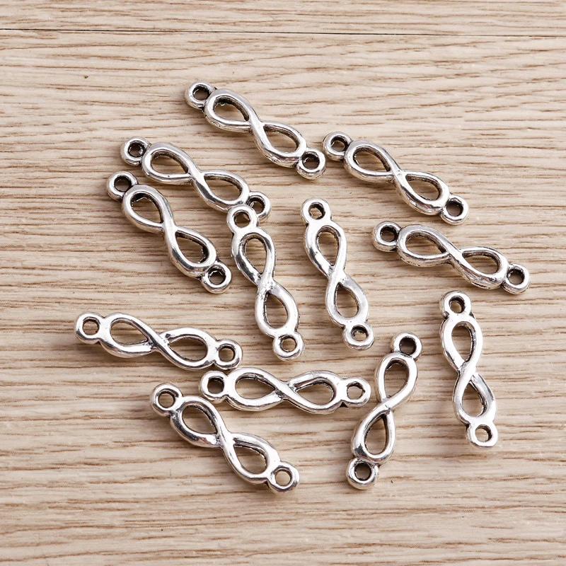 Tusember 50Pcs 5*21mm Alloy Double Hole Infinity Charms for Pendants Necklaces Earrings Handmade Jewelry Making Supply