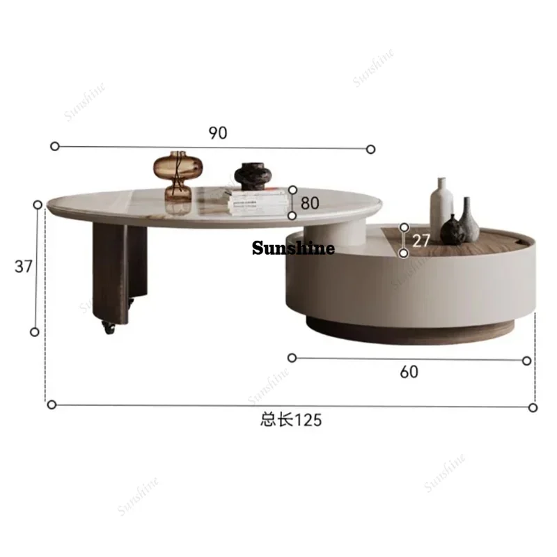 Modern Nordic Coffee Table Round Organizer Luxury Design Coffee Table Trendy Premium Table De Salon Living Room Furniture  T*