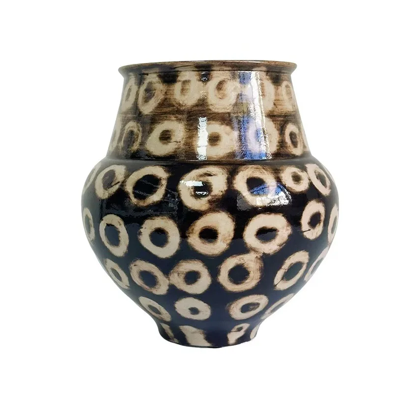 Italian minimalist ceramic handmade vase creative spots big mouth pottery pot flower ware guest restaurant ornament gift