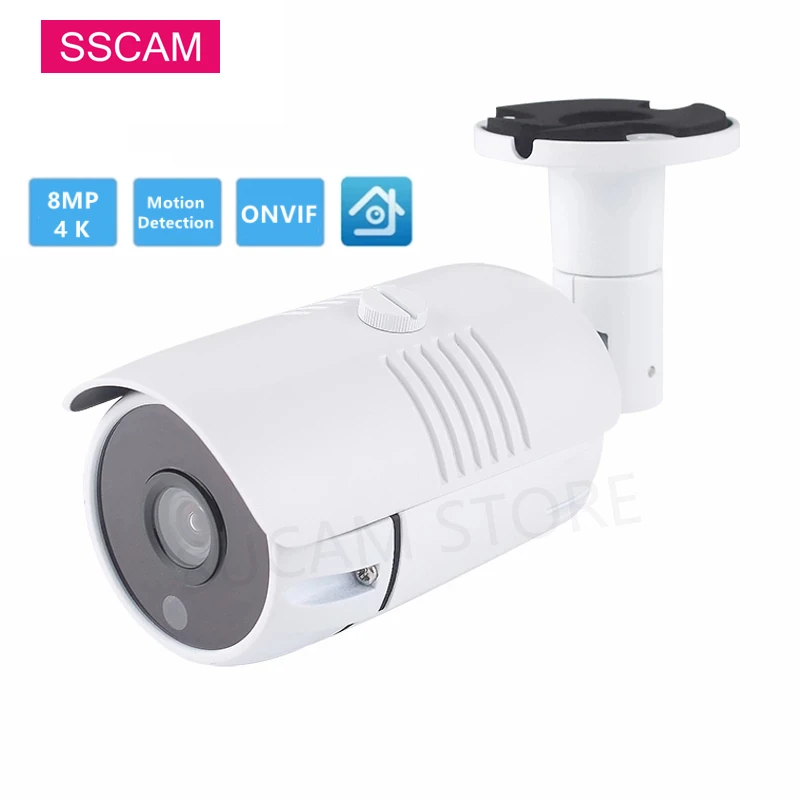 8MP 4K POE Camera IP Security Video Surveillance 3840 x 2160 Outdoor IP66 Waterproof Motion Detection XMEye ONVIF IP Network Cam