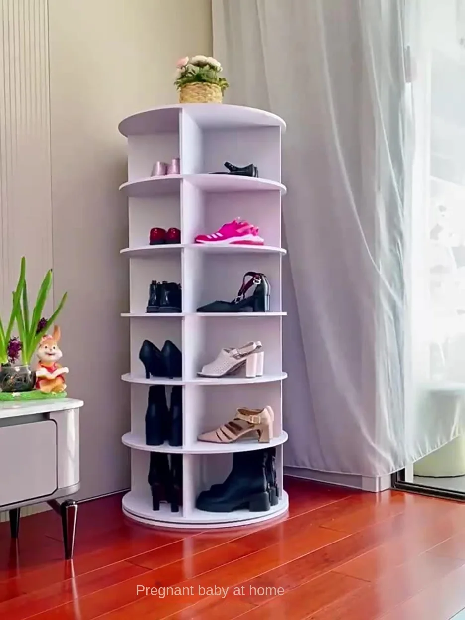 Multifunctional rotating shoe rack storage household bag toy floor-standing 360-degree rotating storage rack display