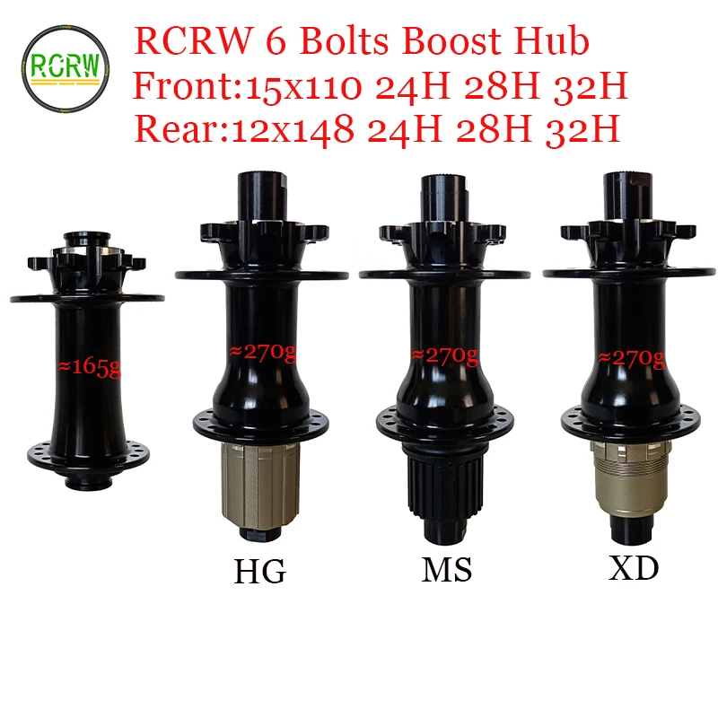 RCRW 7791 7792 Boost 6 Bolt or Center Lock Disc 24/28/32Hole MTB Hub Front 15X110mm Rear 12X148mm 4 Pawl Shiman HG XD MS Freehub