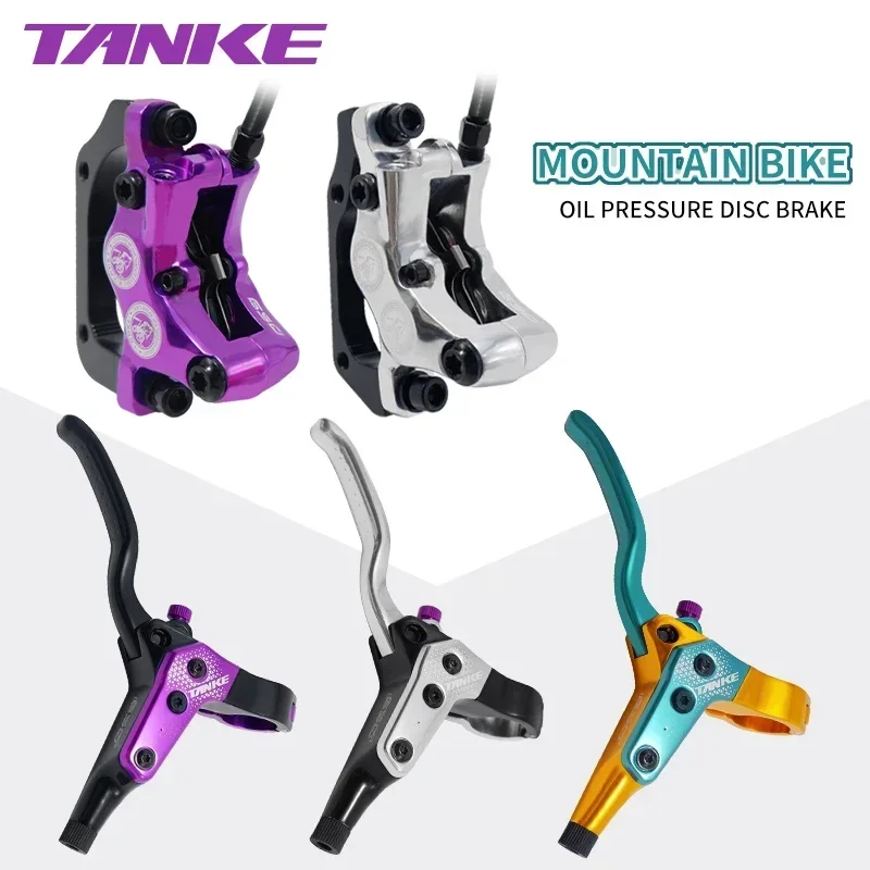 TANKE MTB 4 Piston Hydraulic Disc Brake 850/1700mm Resin Brake Pads Oil Pressure AM Front Rear Mountain Bicycle Clamp Ultralight
