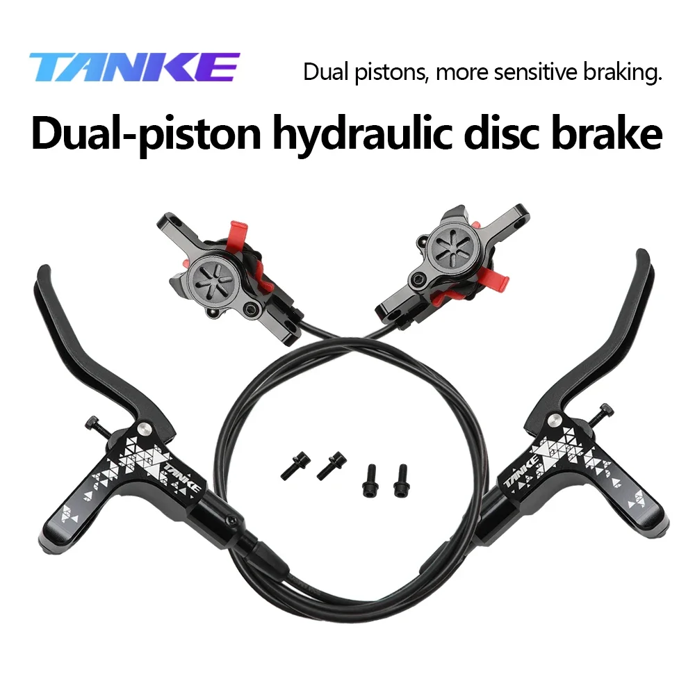 TANKE MTB Hydraulic Disc Brake Set Dual Piston Oil Brake Caliper 160mm Rotor Bike Front Rear Bicycle Brake System Cycling Parts