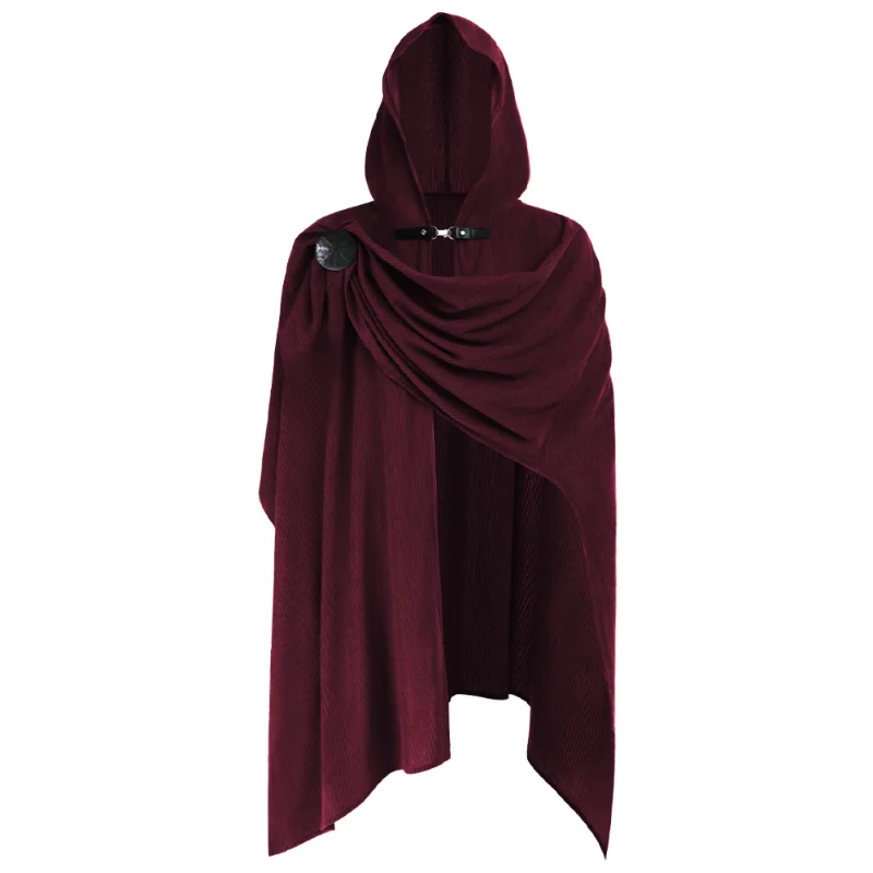 Medieval Cape Hooded Men's and Women's One Size Fits All with Adjustable Brooch Halloween Wizard Cosplay Costume Mysterious2026