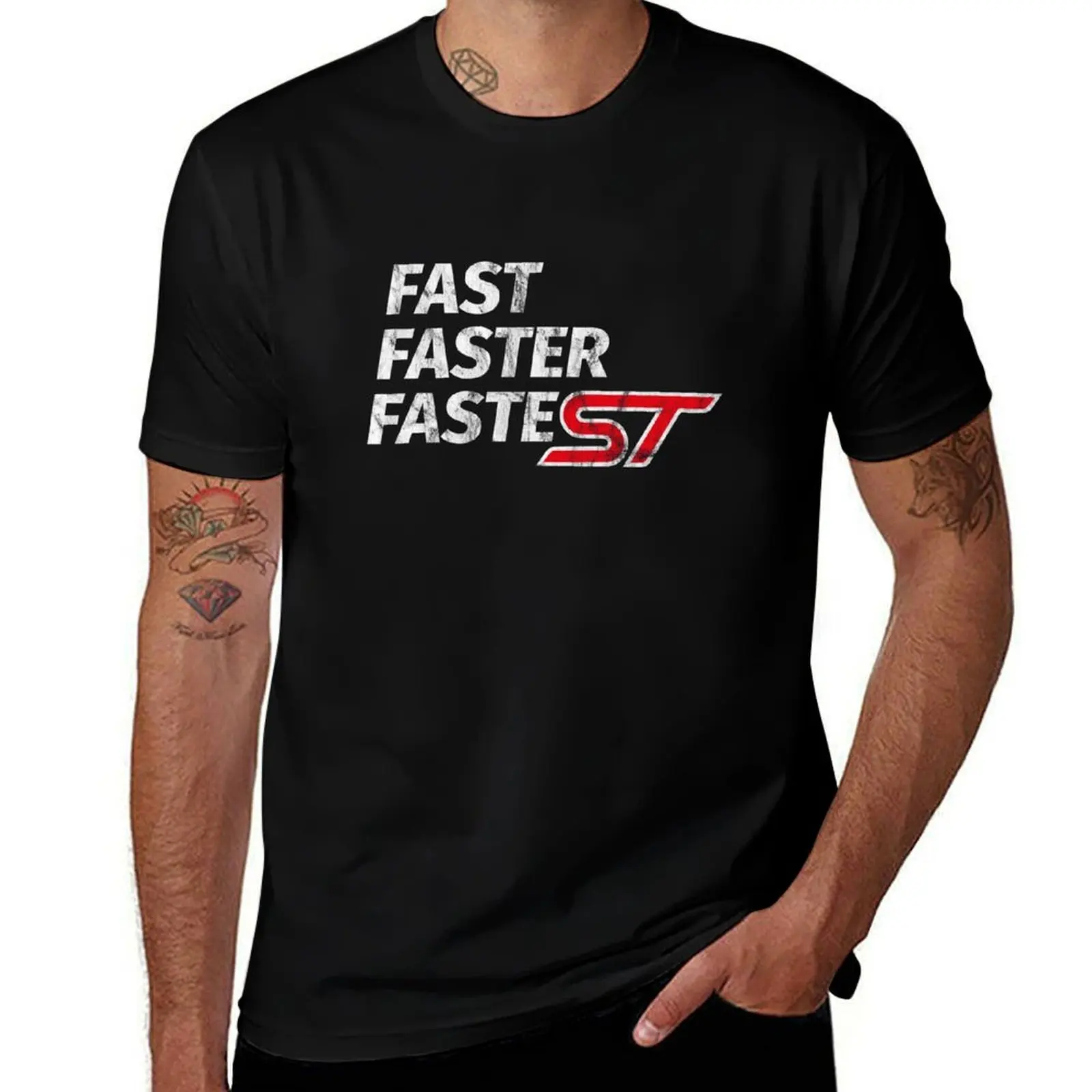 FAST, FASTER, FASTEST - ST - distressed version #7 T-Shirt t shirt for man 100 percent cotton T-Shirt