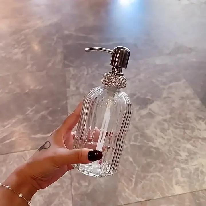 400ml Sparkling Rhinestones Soap Shampoo Dispenser Storage Bottle Shower Gel Empty Bottle Refillable Lotion Hand Sanitizer