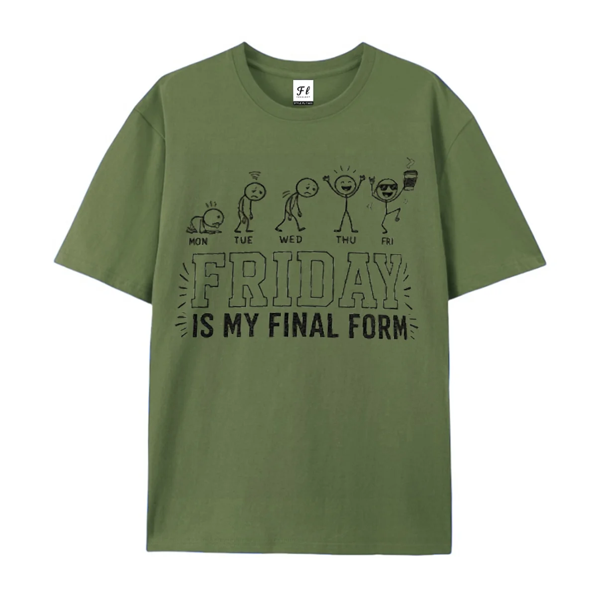 Vintage Distressed Short Sleeve T-Shirt Friday Is My Final Form Week Mood Stickman Graphic Tee Humor Office Slogan Unisex Tees