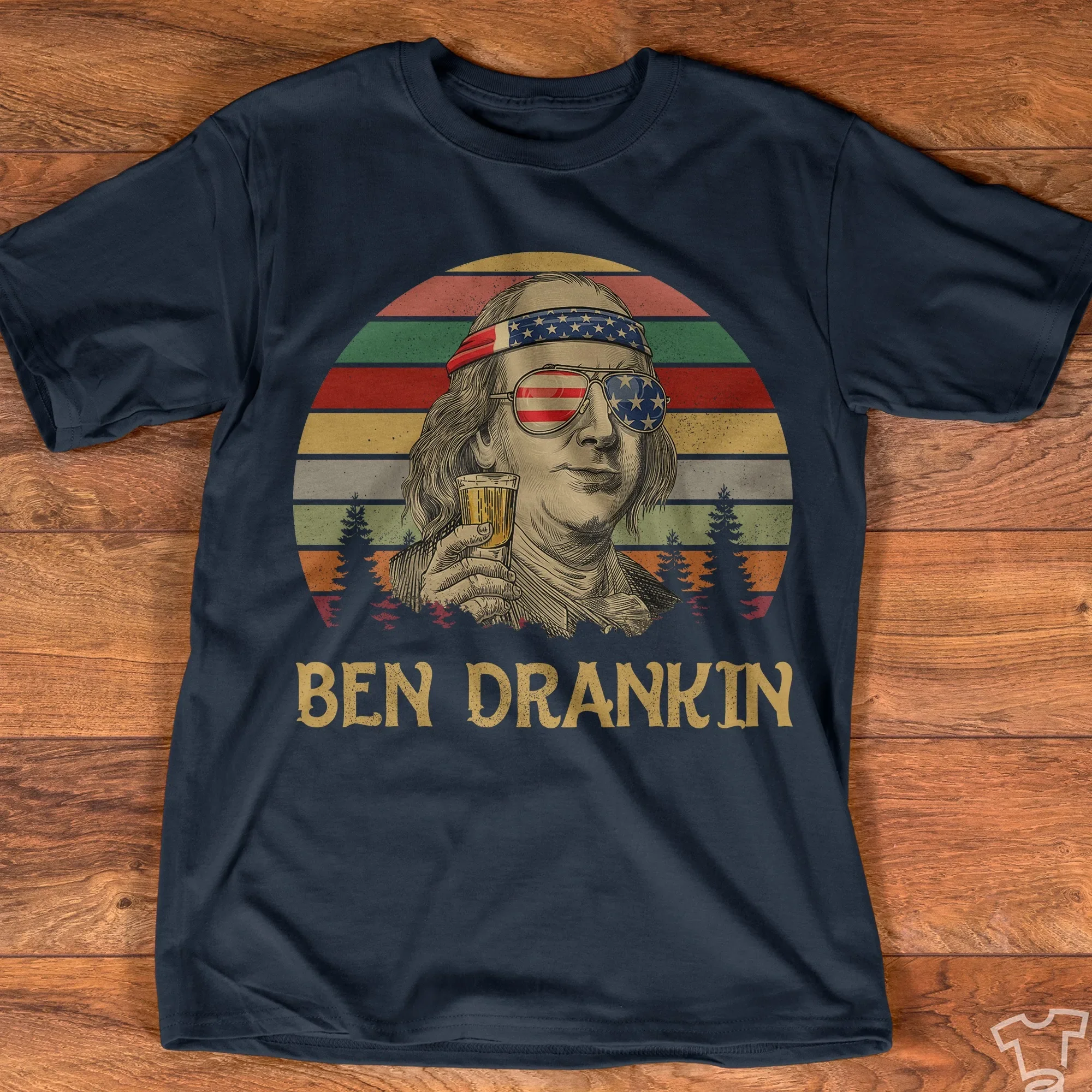 Funny Ben Drankin Vintage Benjamin Franklin T-Shirt 100% Cotton O-Neck Summer Short Sleeve Casual Mens T-shirt Size S-3XL