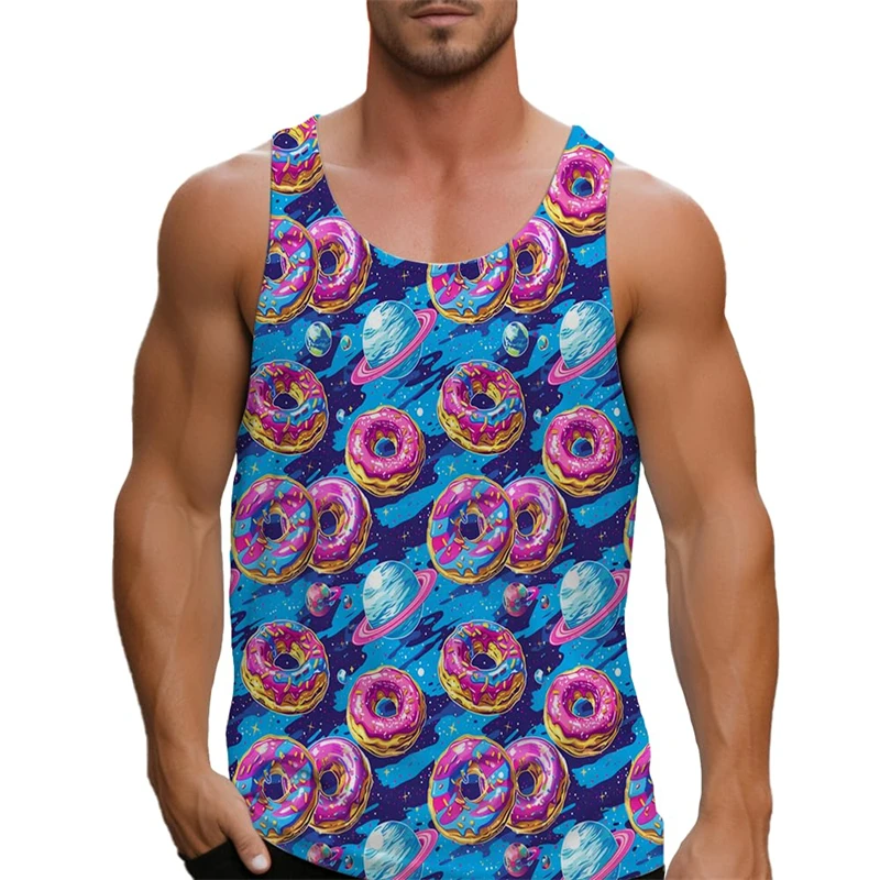 Cat Donut Hamburger 3d Print Men Women Tank Tops Funny Pizza Graphs Tee Y2k Shirt Boy Hawaii Beach men's t-shirts and tank tops