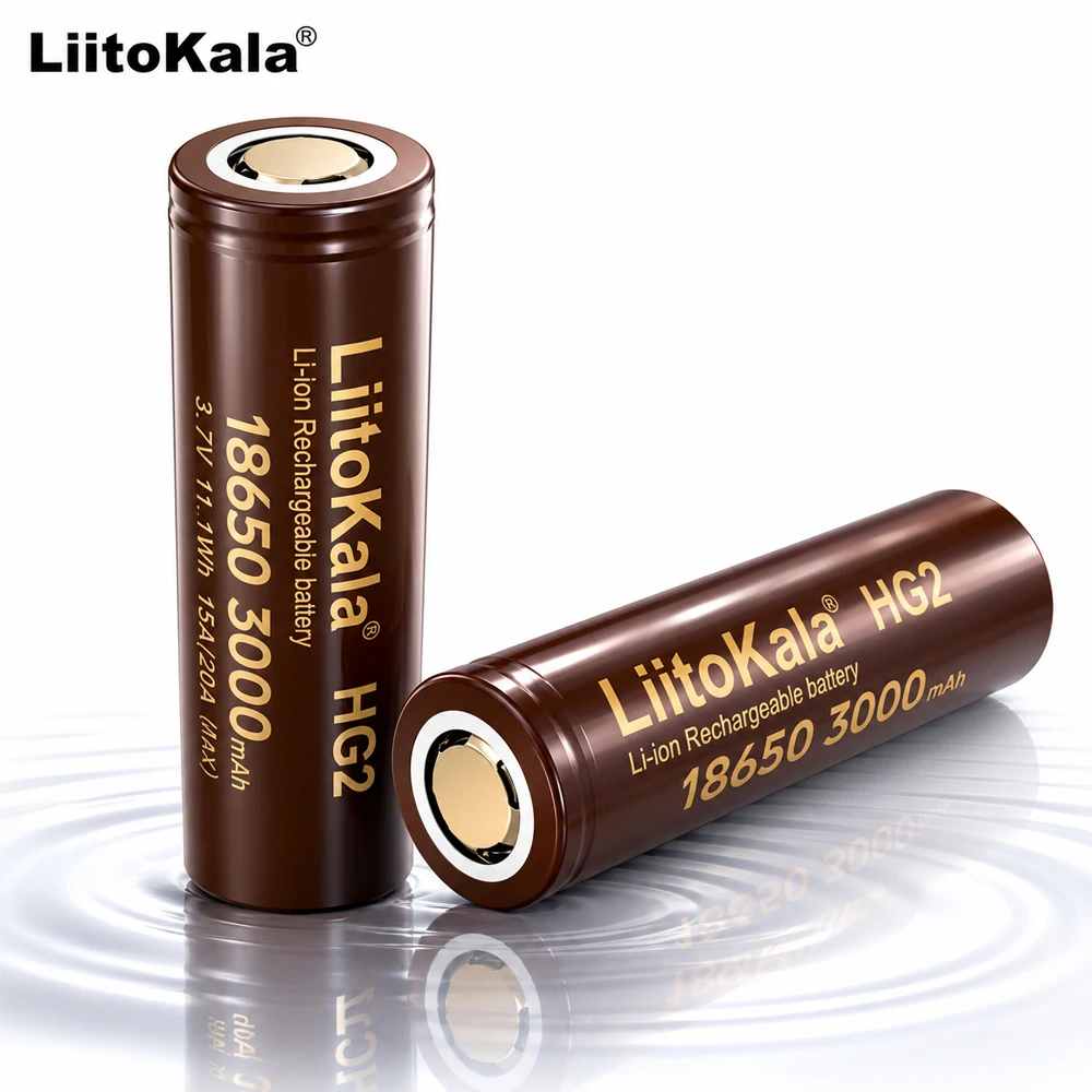 LiitoKala 18650 Rechargeable Battery, 3.7V Lithium Battery, 3000mAh HG2, Suitable for Drones and Remote Control Devices.