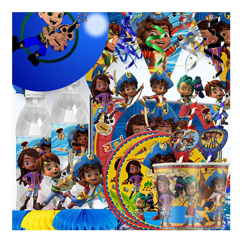 Santiago of The Seas Birthday Party Decorations Disposable Tableware Paper Plates Cup Napkin Balloons Girls and Boy Party Supply